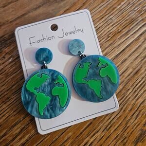 Fashion Jewelry Boutique Novelty Round Acrylic Planet Earth Dangle Earrings